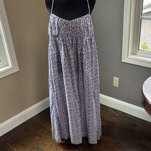 J. Crew Red & Blue Cotton Floral Maxi Dress